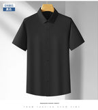 Men's Casual High Elasticity Shirt Fashionable Short Sleeved Solid Men Color Shirt Non Ironing Wrinkle Resistant Business Top - StepByStepNow