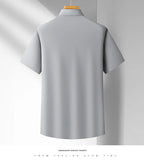 Men's Casual High Elasticity Shirt Fashionable Short Sleeved Solid Men Color Shirt Non Ironing Wrinkle Resistant Business Top - StepByStepNow