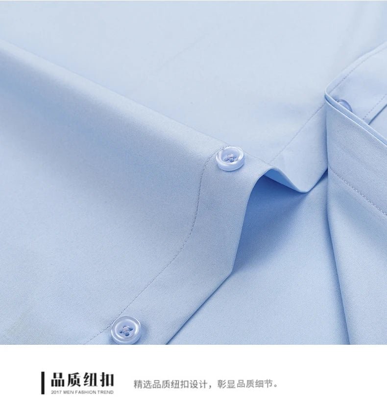 Men's Casual High Elasticity Shirt Fashionable Short Sleeved Solid Men Color Shirt Non Ironing Wrinkle Resistant Business Top - StepByStepNow