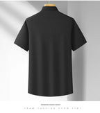 Men's Casual High Elasticity Shirt Fashionable Short Sleeved Solid Men Color Shirt Non Ironing Wrinkle Resistant Business Top - StepByStepNow