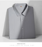 Men's Casual High Elasticity Shirt Fashionable Short Sleeved Solid Men Color Shirt Non Ironing Wrinkle Resistant Business Top - StepByStepNow
