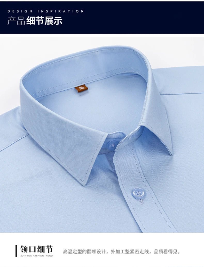 Men's Casual High Elasticity Shirt Fashionable Short Sleeved Solid Men Color Shirt Non Ironing Wrinkle Resistant Business Top - StepByStepNow