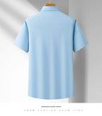 Men's Casual High Elasticity Shirt Fashionable Short Sleeved Solid Men Color Shirt Non Ironing Wrinkle Resistant Business Top - StepByStepNow