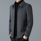 Men's Casual Polo Collar Woolen Jacket Woolen Coat Men's Clothing - StepByStepNow