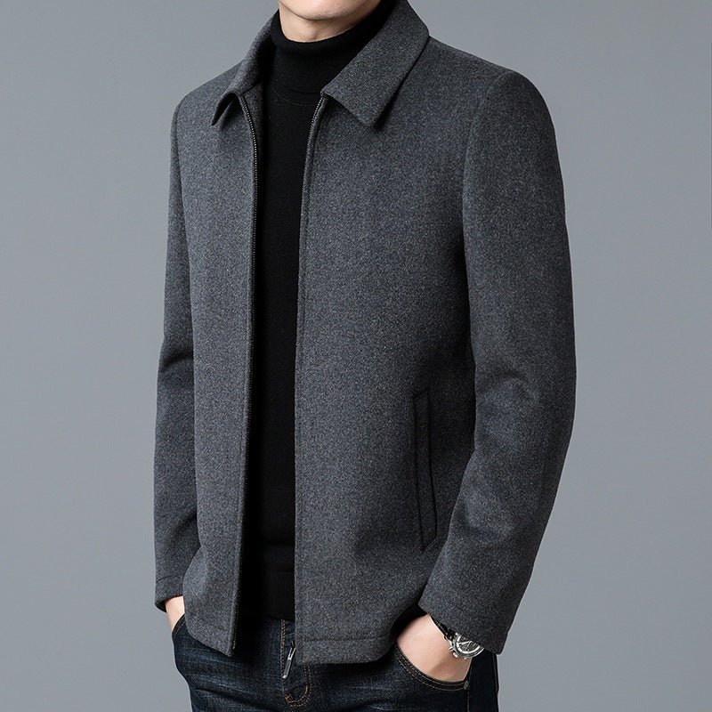 Men's Casual Polo Collar Woolen Jacket Woolen Coat Men's Clothing - StepByStepNow