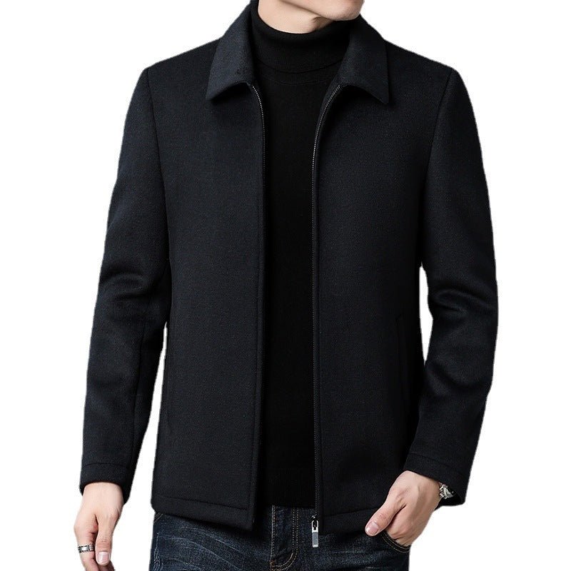 Men's Casual Polo Collar Woolen Jacket Woolen Coat Men's Clothing - StepByStepNow