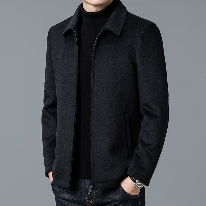 Men's Casual Polo Collar Woolen Jacket Woolen Coat Men's Clothing - StepByStepNow