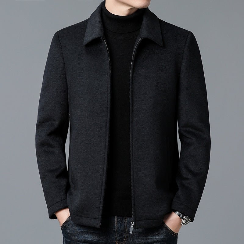 Men's Casual Polo Collar Woolen Jacket Woolen Coat Men's Clothing - StepByStepNow