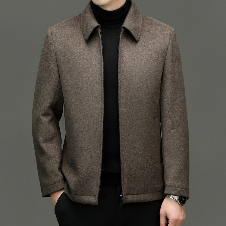 Men's Casual Polo Collar Woolen Jacket Woolen Coat Men's Clothing - StepByStepNow