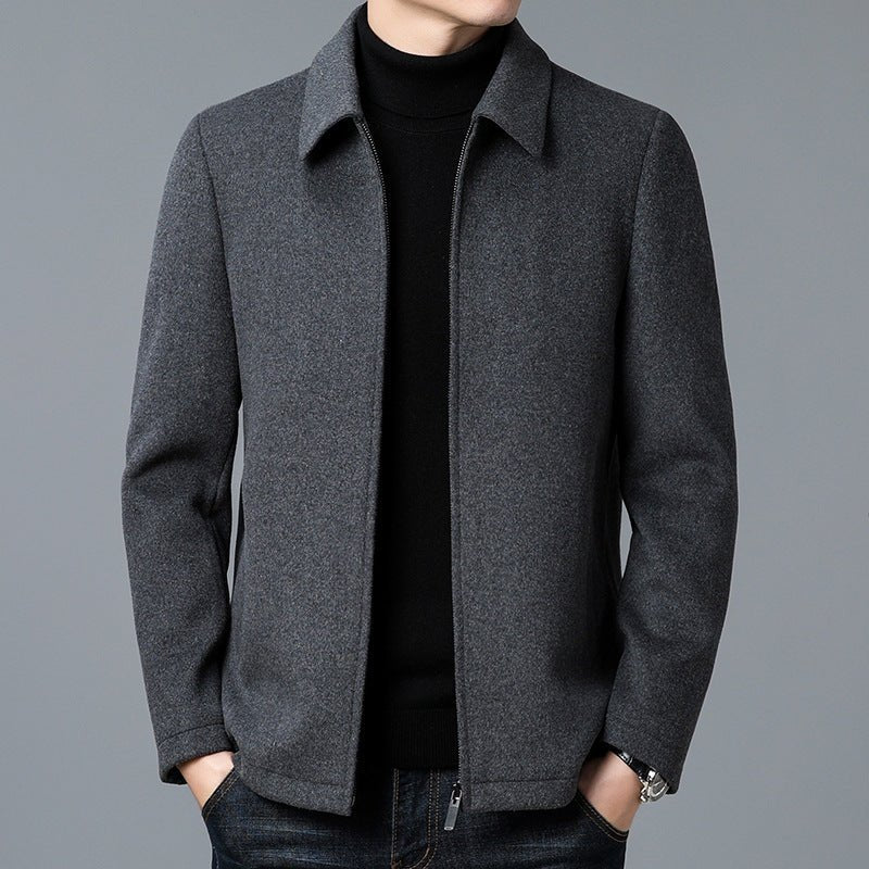 Men's Casual Polo Collar Woolen Jacket Woolen Coat Men's Clothing - StepByStepNow