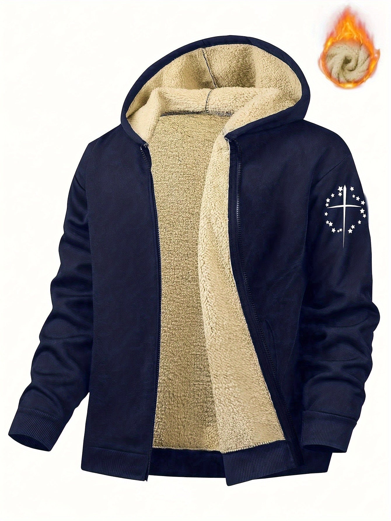 Men'S Casual Print Fleece Jacket - Softshell Zip - Up with Pockets, Regular Fit for Spring/Fall/Winter, Lightweight & Breathable for Outdoor Activities - StepByStep