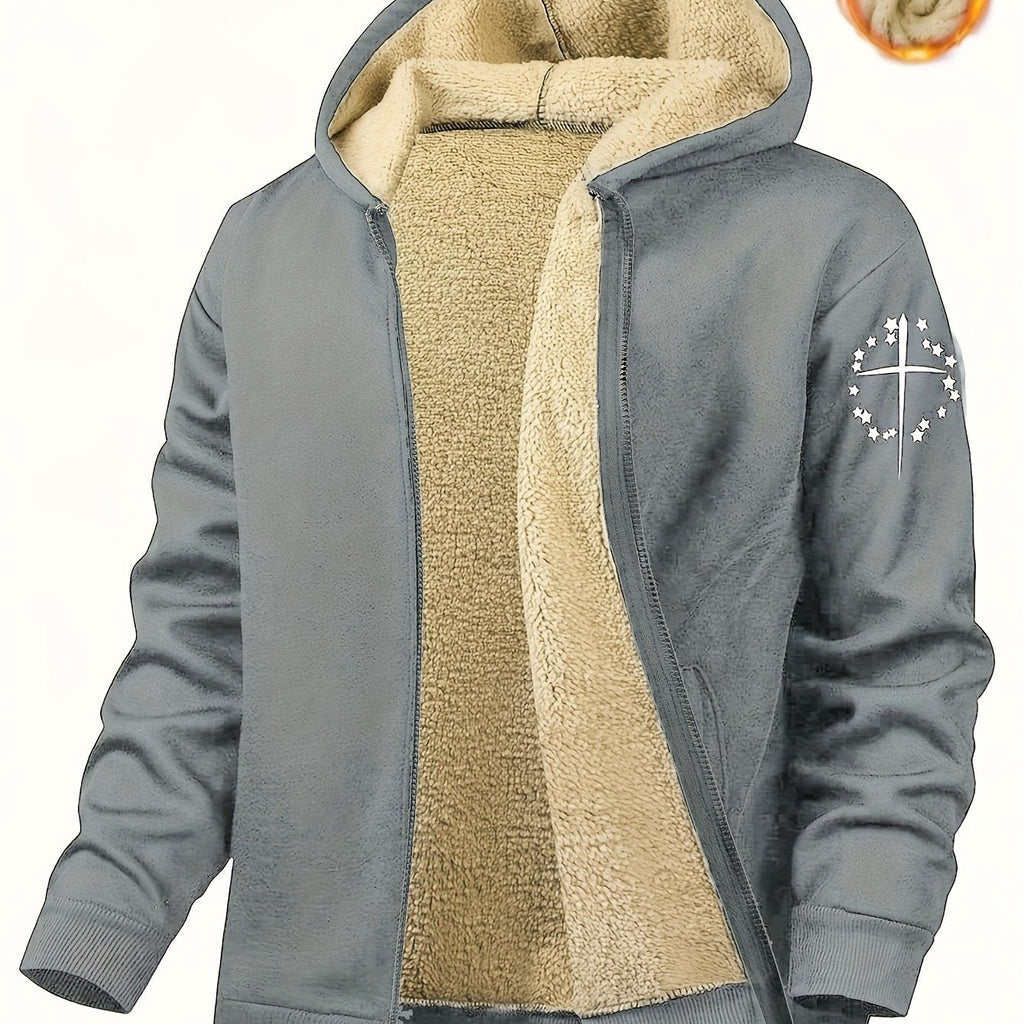 Men'S Casual Print Fleece Jacket - Softshell Zip - Up with Pockets, Regular Fit for Spring/Fall/Winter, Lightweight & Breathable for Outdoor Activities - StepByStep