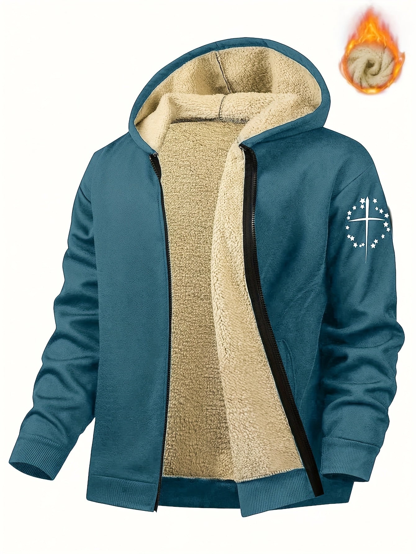 Men'S Casual Print Fleece Jacket - Softshell Zip - Up with Pockets, Regular Fit for Spring/Fall/Winter, Lightweight & Breathable for Outdoor Activities - StepByStep