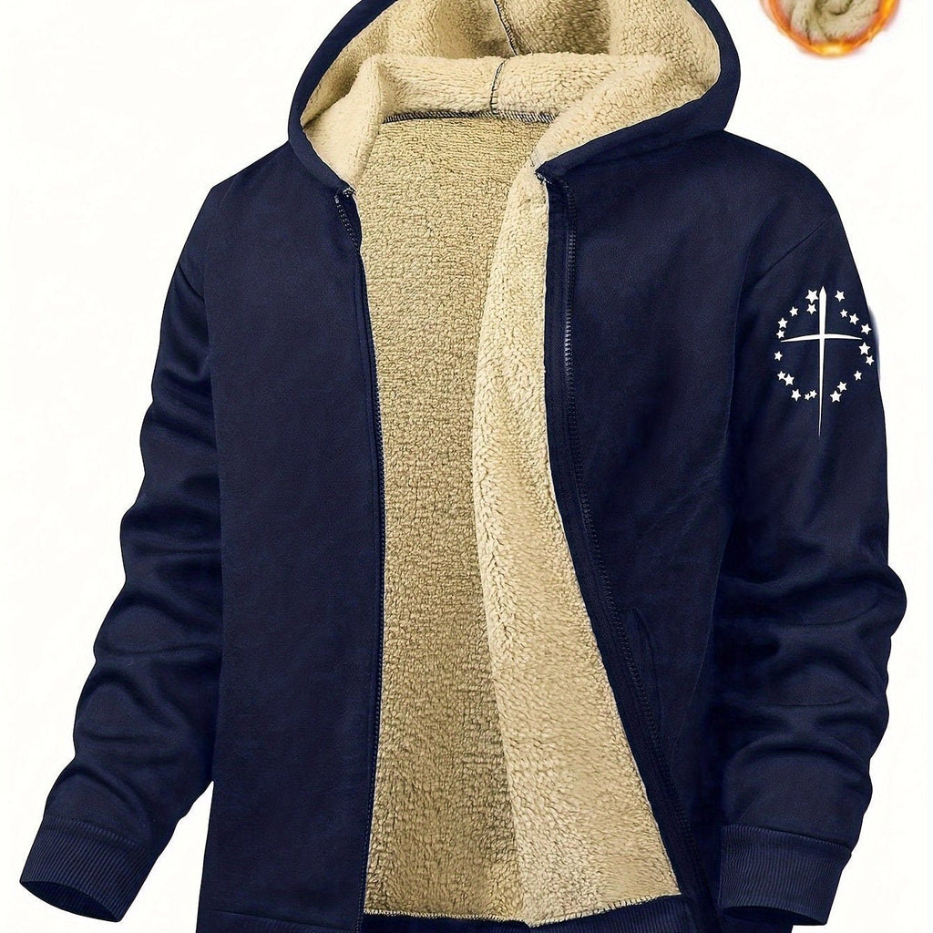 Men'S Casual Print Fleece Jacket - Softshell Zip - Up with Pockets, Regular Fit for Spring/Fall/Winter, Lightweight & Breathable for Outdoor Activities - StepByStep