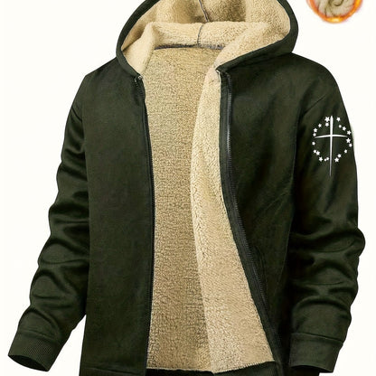 Men'S Casual Print Fleece Jacket - Softshell Zip - Up with Pockets, Regular Fit for Spring/Fall/Winter, Lightweight & Breathable for Outdoor Activities - StepByStep