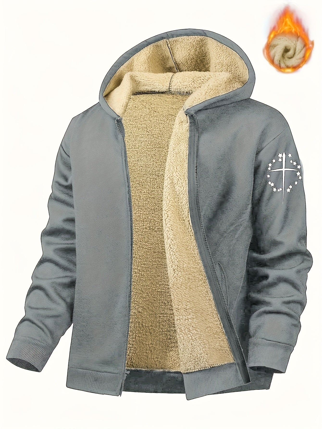 Men'S Casual Print Fleece Jacket - Softshell Zip - Up with Pockets, Regular Fit for Spring/Fall/Winter, Lightweight & Breathable for Outdoor Activities - StepByStep