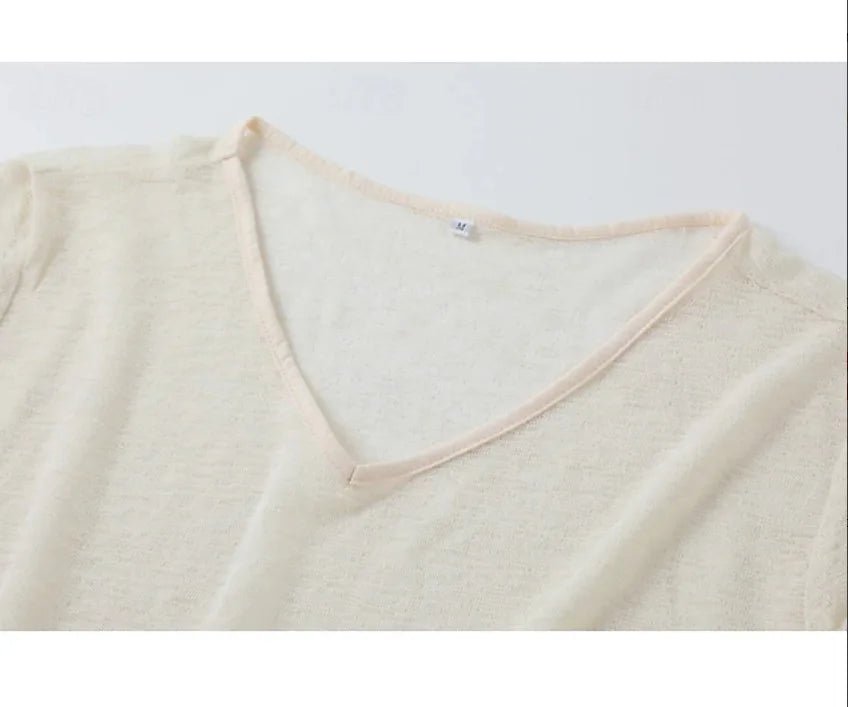 Men's Casual V - Neck Linen Blend Long Sleeve T-Shirt Breathable Lightweight Beachwear for Spring and Autumn Pullover Sweater 88 - StepByStepNow