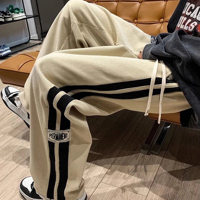 Men's Corduroy Streetwear Pants - Korean Loose Wide - Leg Trousers - StepByStepNow