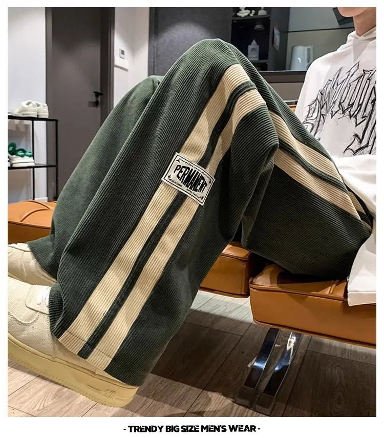 Men's Corduroy Streetwear Pants - Korean Loose Wide - Leg Trousers - StepByStepNow