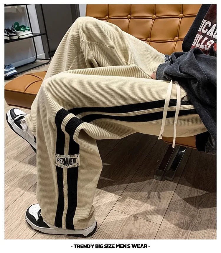 Men's Corduroy Streetwear Pants - Korean Loose Wide - Leg Trousers - StepByStepNow