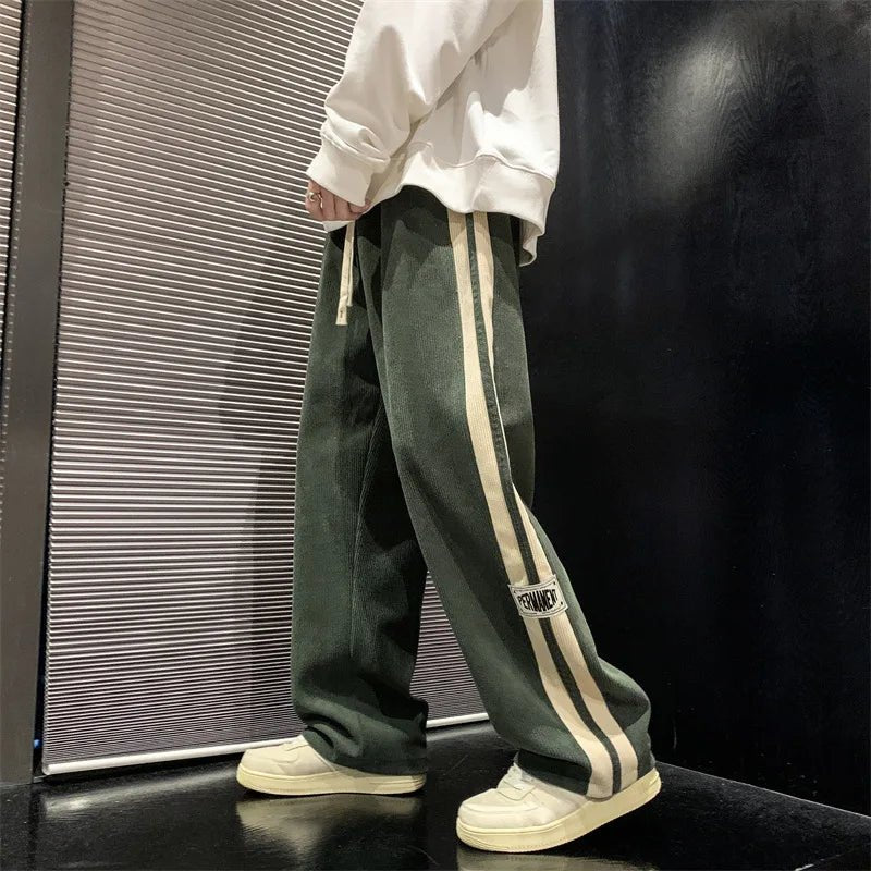 Men's Corduroy Streetwear Pants - Korean Loose Wide - Leg Trousers - StepByStepNow