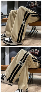 Men's Corduroy Streetwear Pants - Korean Loose Wide - Leg Trousers - StepByStepNow