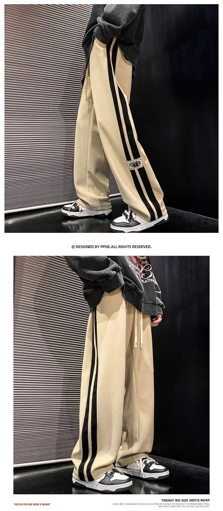 Men's Corduroy Streetwear Pants - Korean Loose Wide - Leg Trousers - StepByStepNow