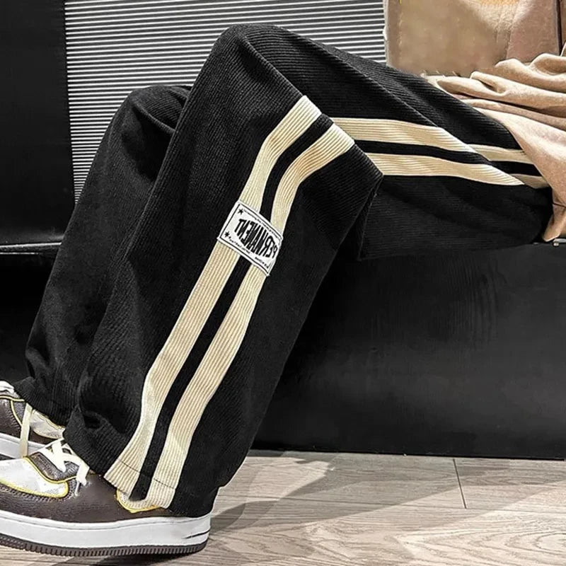 Men's Corduroy Streetwear Pants - Korean Loose Wide - Leg Trousers - StepByStepNow