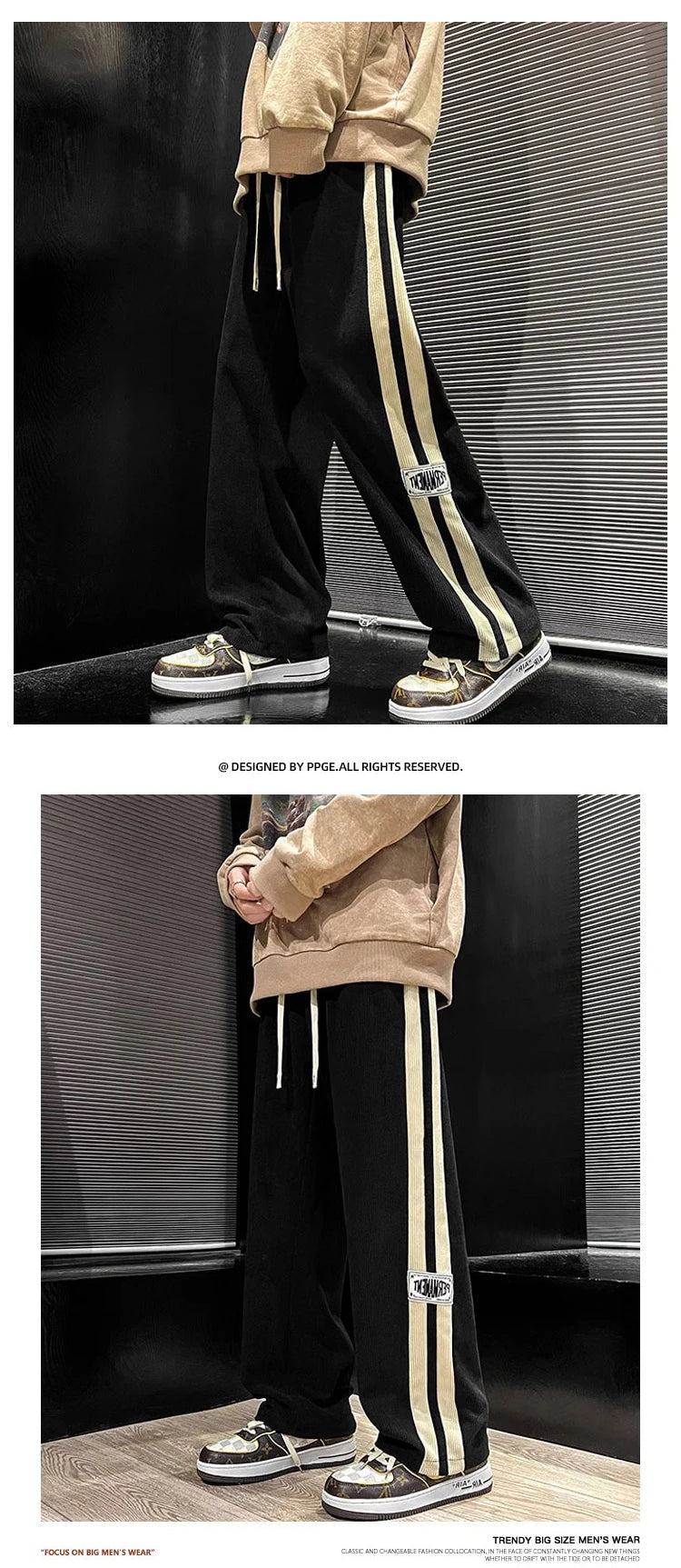 Men's Corduroy Streetwear Pants - Korean Loose Wide - Leg Trousers - StepByStepNow
