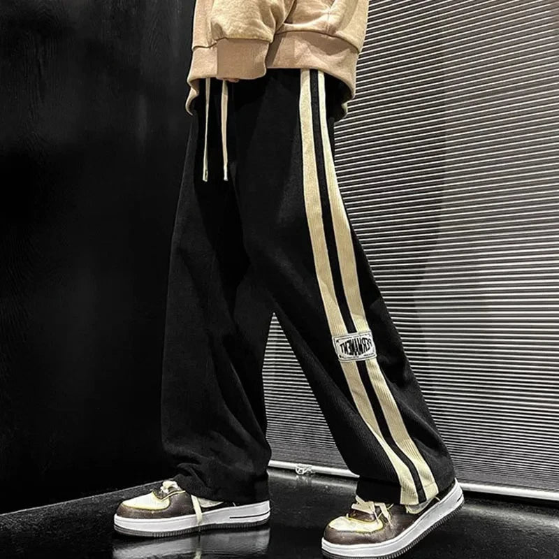 Men's Corduroy Streetwear Pants - Korean Loose Wide - Leg Trousers - StepByStepNow