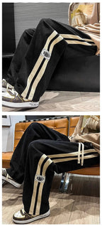 Men's Corduroy Streetwear Pants - Korean Loose Wide - Leg Trousers - StepByStepNow