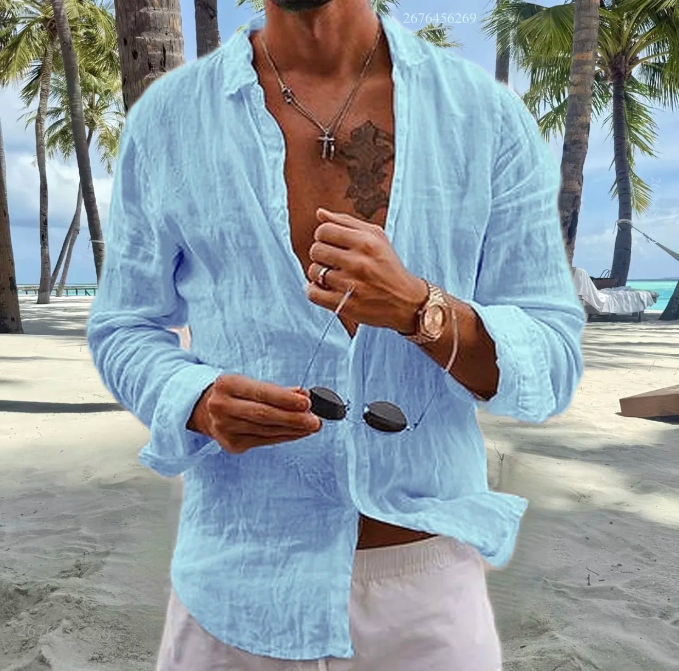 Men's Cotton Linen Casual Shirt - Loose Fit Short Sleeve Vacation Top - StepByStepNow