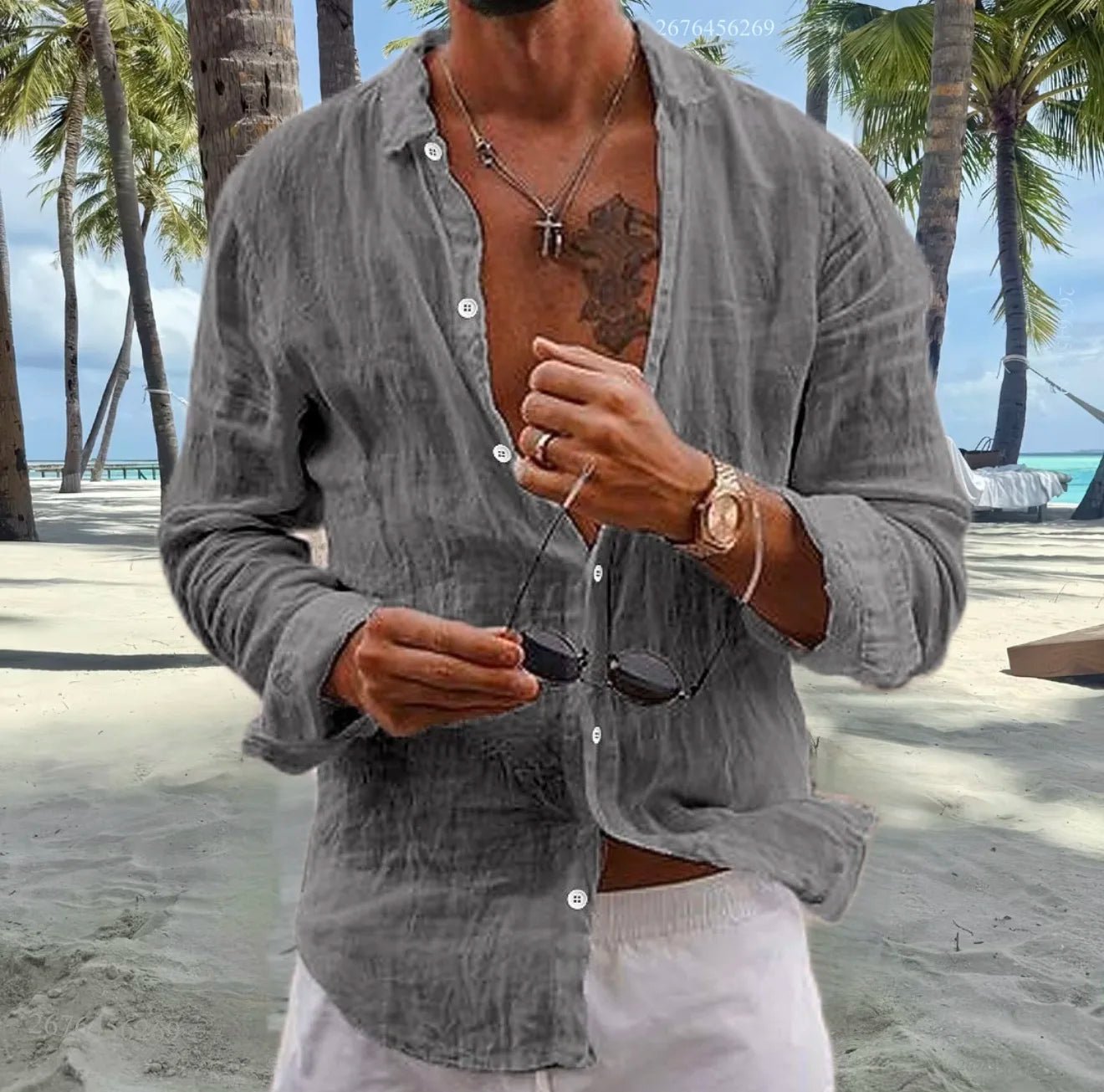 Men's Cotton Linen Casual Shirt - Loose Fit Short Sleeve Vacation Top - StepByStepNow