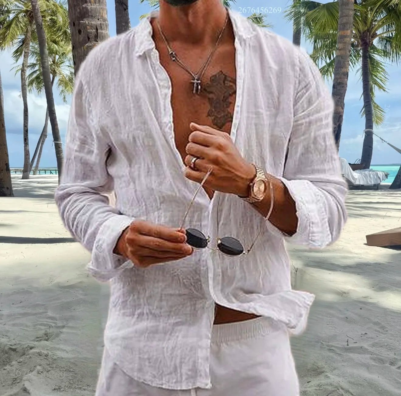 Men's Cotton Linen Casual Shirt - Loose Fit Short Sleeve Vacation Top - StepByStepNow