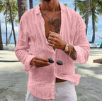 Men's Cotton Linen Casual Shirt - Loose Fit Short Sleeve Vacation Top - StepByStepNow