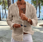Men's Cotton Linen Casual Shirt - Loose Fit Short Sleeve Vacation Top - StepByStepNow
