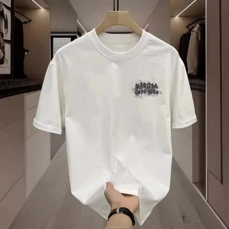 Men's Cotton T-shirts White 5XL T Shirt for Men Casual Summer Wear Hip Hop Print Black Tee Shirts Men Clothing Fashion - StepByStepNow