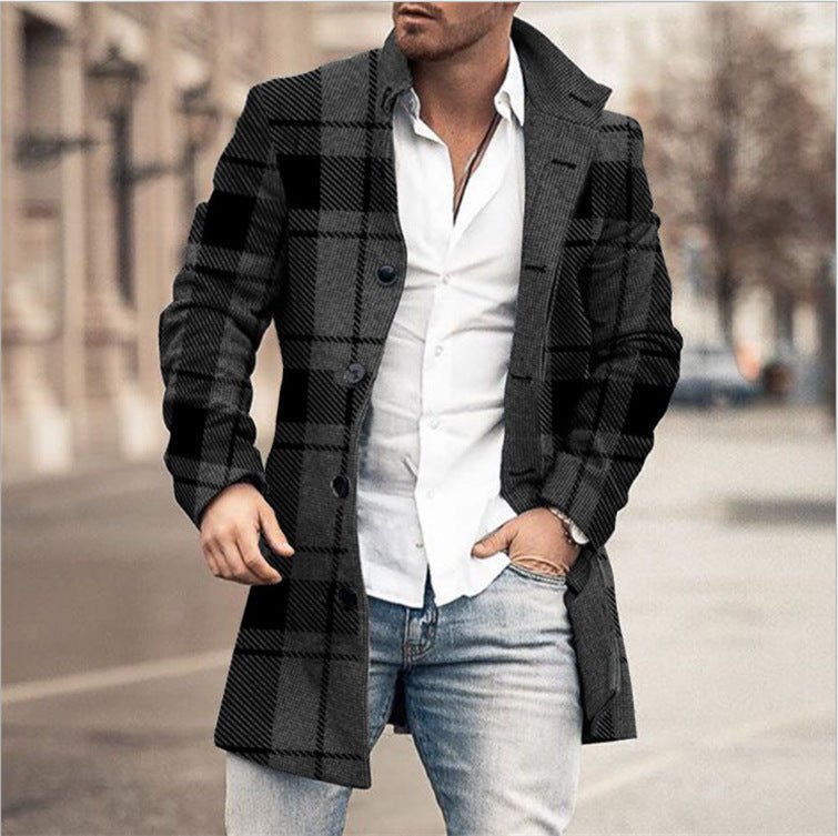 Men's Fashion Casual Tweed Stand - up Collar Coat - StepByStepNow