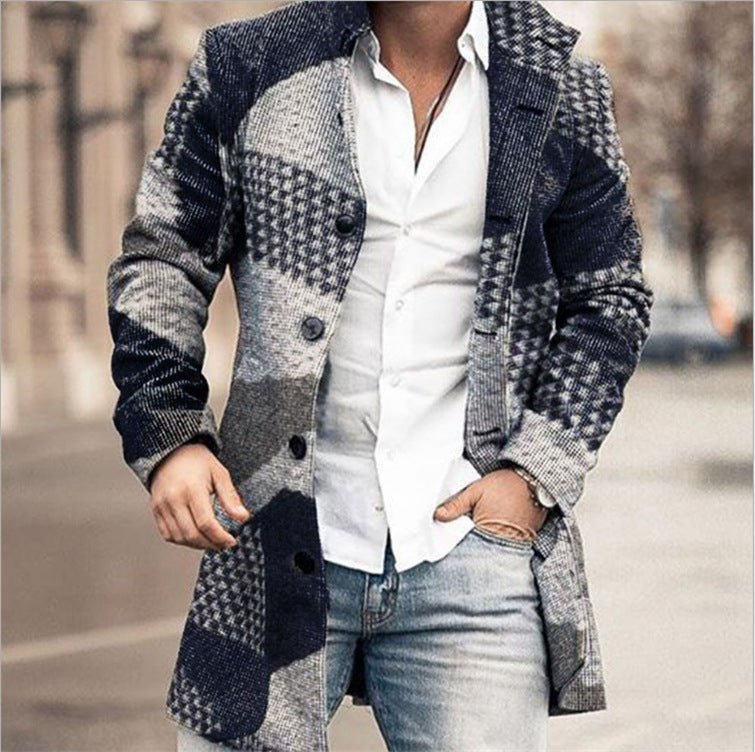Men's Fashion Casual Tweed Stand - up Collar Coat - StepByStepNow