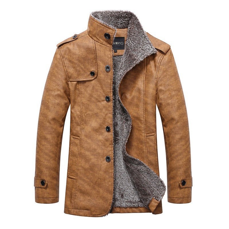 Men's Fashion Lapel Plush Leather Jacket - StepByStepNow