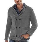 Men's Fashion Solid Color Lapel Long Sleeve Knit Jacket - StepByStepNow