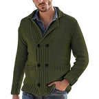 Men's Fashion Solid Color Lapel Long Sleeve Knit Jacket - StepByStepNow