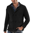 Men's Fashion Solid Color Lapel Long Sleeve Knit Jacket - StepByStepNow