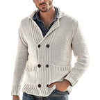Men's Fashion Solid Color Lapel Long Sleeve Knit Jacket - StepByStepNow