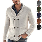 Men's Fashion Solid Color Lapel Long Sleeve Knit Jacket - StepByStepNow