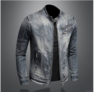 Men's Fashion Stand Collar Zip Embellished Jacket - StepByStepNow