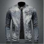 Men's Fashion Stand Collar Zip Embellished Jacket - StepByStepNow