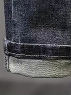 Men'S Heavyweight Washed Slim - Fit Ripped Jeans - Blue & Gray Distressed Denim, Mid - Stretch Streetwear Style, All - Season Comfort Fit for Casual & Formal Outfits, Versatile Clothing, Durable Fabric - StepByStep