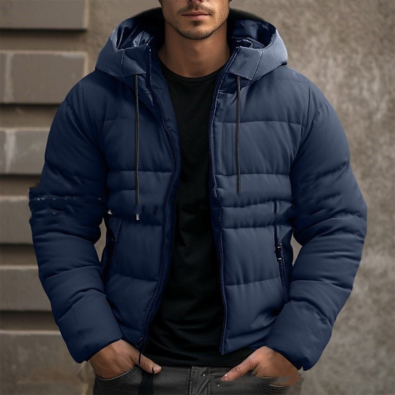 Men's Hooded Jacket Winter Pockets Zip - up Coat Casual Outerwear Clothing - StepByStepNow