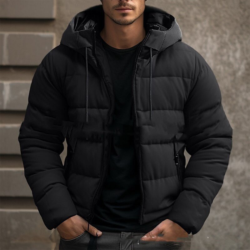 Men's Hooded Jacket Winter Pockets Zip - up Coat Casual Outerwear Clothing - StepByStepNow